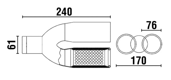 ø61mm Cola de Escape Doble Salida Recta L240mm (1)