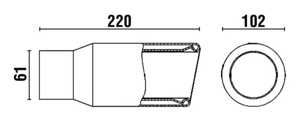 ø61mm Cola de Escape Salida ø100 Redonda L220mm (1)