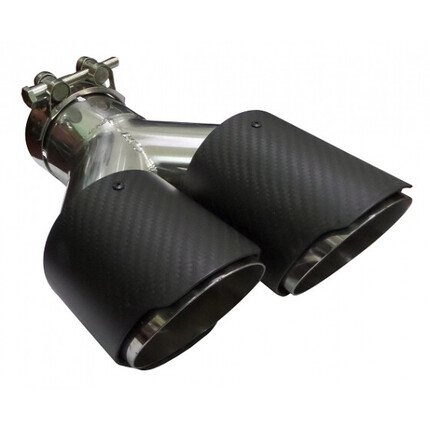 ø68mm  Cola de Escape Doble Izquierda Tipo Carbono