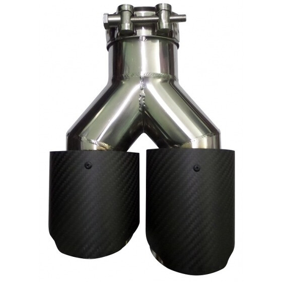 ø68mm  Cola de Escape Doble Izquierda Tipo Carbono (1)