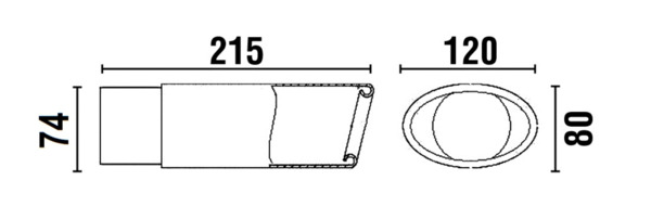 ø74mm Cola de Escape Salida Ancha Oval L215mm (2)