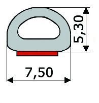 GV025/26 · 7,5x5,3mm Perfil Goma Industrial Multiusos Mini · Caucho EPDM + Esponja (1)