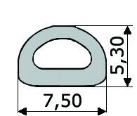 GV025/26 · 7,5x5,3mm Perfil Goma Industrial Multiusos Mini · Caucho EPDM + Esponja (6)