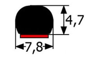 MA070 · 7,8x4,7mm Moldura Adhesiva Flexible · Color Rojo · Renault Super5 (1)