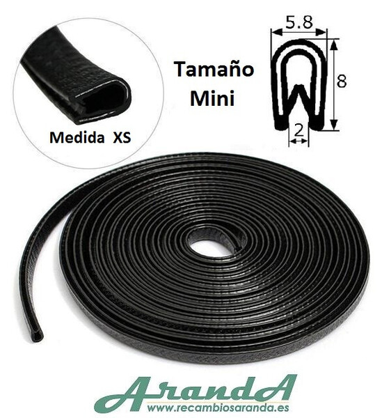 BPXS · 8x6mm Burlete Flexible Mini. Pvc con interior metálico · Varios Colores