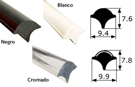 Perfil goma EPDM para contorno cristal, utilizable en sectores como au