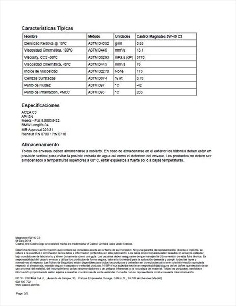 Aceite Castrol Magnatec 5W40 C3 (2)