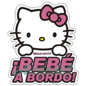 Adhesivo Cristal Bebe A Bordo Hello Kitty