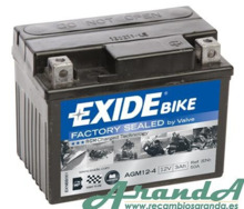 AGM12-4 Tudor Exide 12V 3Ah 50A · Batería para Moto