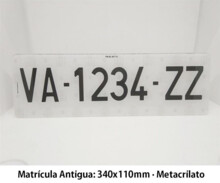 Alfa Antigua Acrílica - Placa Matrícula Corta Antigua · 340x110mm