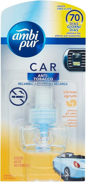 Recambio Ambipur Car Plus · Cítricos AntiTabaco · 7ml