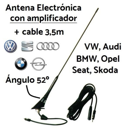 Antena electrónica con amplificador para Volkswagen, BMW, Audi, Opel, Seat