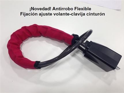 Antirrobo Flexible. Fijación en volante y anclaje de cinturón.