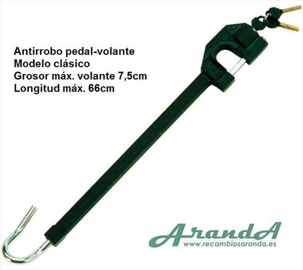 Barra Antirrobo Máxima Resistencia. Sujeción a pedal y volante