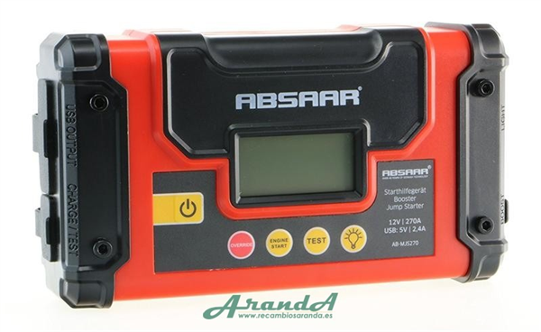 Arrancador y Tester de Baterías Absaar 270A. Batería 10400mAh