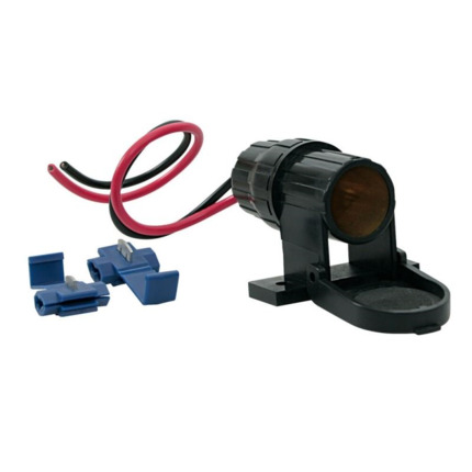 Base de toma de 12/24V hembra para conexiones eléctricas en superficie. Adecuado para el montaje en interior o exterior. Con tapa y base de montaje. Incluye tornillos de montaje y clips de conector rápido. Uso habitual en todo tipo de vehículos.