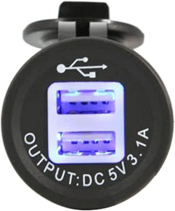 Base de Enchufe 2xUSB para Encastrar 12/24V 3,1A · Interior/Exterior