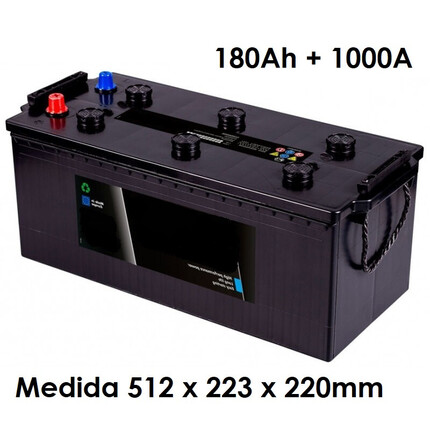 Batería 12V 180Ah Arranque 1000A -/+ · Medida 512X223X220mm