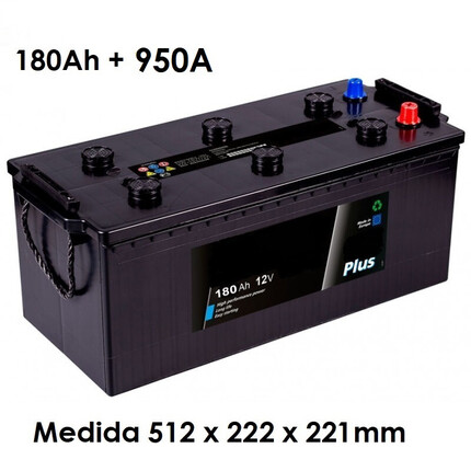 Batería 12V 180Ah Arranque 950A -/+ · Medida 512x222x229mm