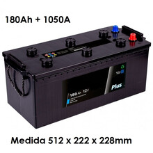 Batería 12V 180Ah Arranque 1050A -/+ · Medida 512x223x220mm