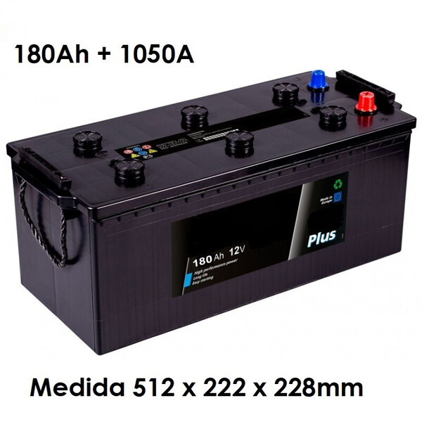 Batería 12V 180Ah Arranque 1050A -/+ · Medida 512x223x220mm