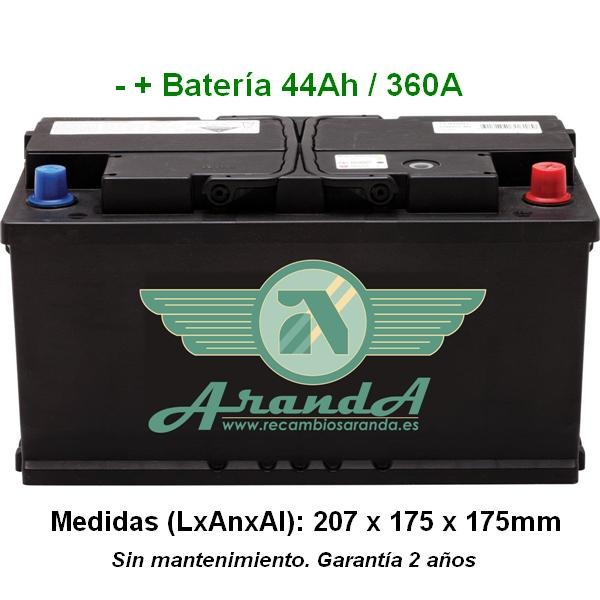 Batería 12V 44Ah Arranque 360A -/+