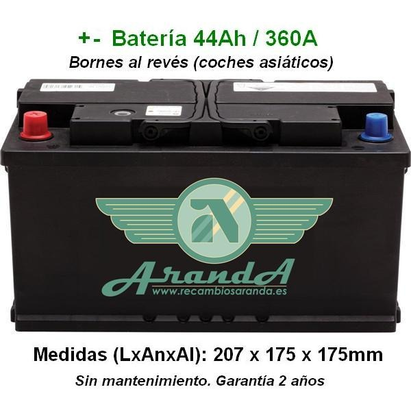 Batería 12V 44Ah Arranque 360A +/- (Asiáticos)