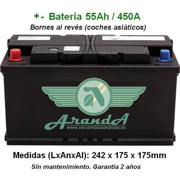 Batería 12V 55Ah Arranque 450A +/- (Asiáticos)