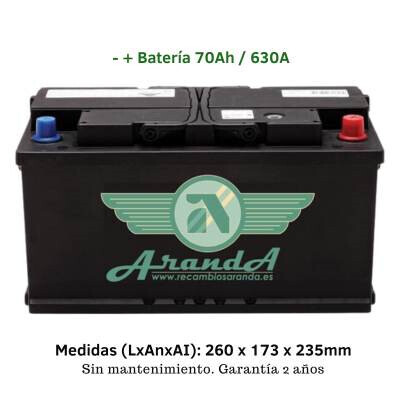 Batería 12V 70Ah Arranque 630A -/+