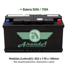 Batería 12V 92Ah Arranque 750A -/+ · BMW · Mercedes · Audi · Industriales