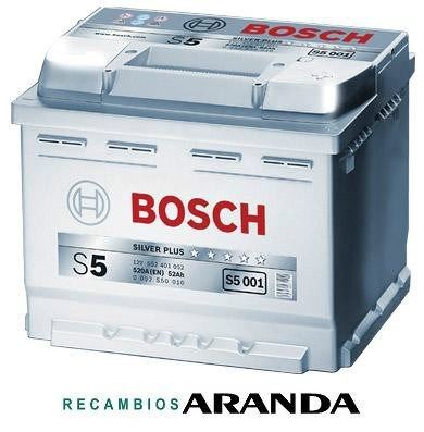 S5001 Batería Bosch 12V 52Ah 520A -/+ Alto Rendimiento