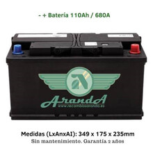 Batería 12V 110Ah Arranque 680A -/+