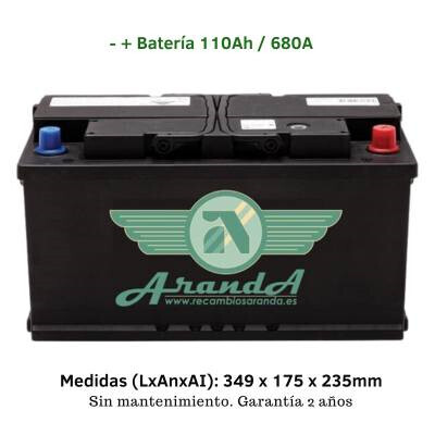 Batería 12V 110Ah Arranque 680A -/+