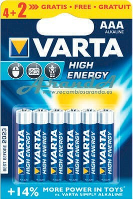 Blíster 4+2 pilas Varta LR03 AAA