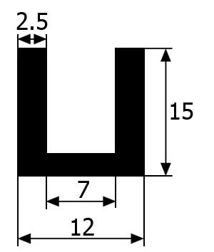 BP047 · 15x12mm Burlete Flexible Goma · Espesor 7-8mm (1)