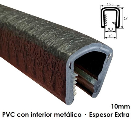 BP048 · 17x17mm Burlete Flexible Pvc · Interior metálico · Espesor Extra