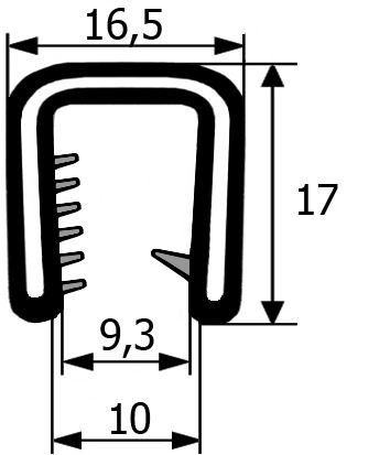 BP048 · 17x17mm Burlete Flexible Pvc · Interior metálico · Espesor Extra (1)