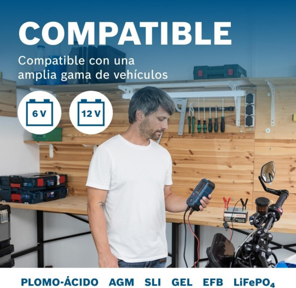 C40-Li Bosch Cargador de Baterías 6/12V · Litio LiFePO4 · 5A (7)