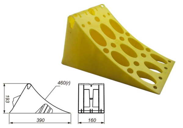 Calzo Rueda Plástico Amarillo 390x160x193 R460 Din 76051