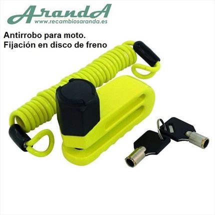 Candado Antirrobo para Moto. Fijación a disco de freno.