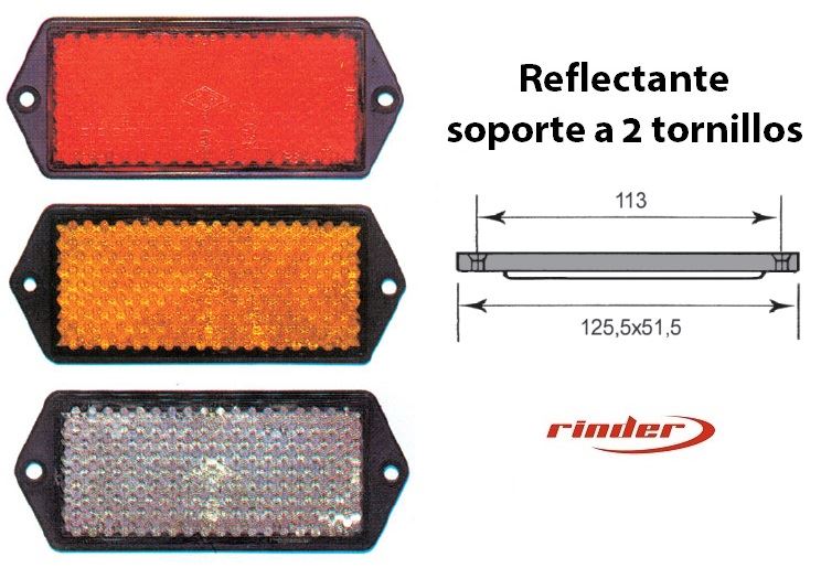 compilar Abrumador Adelante Catadióptrico 125,5x51,5mm · Marco negro. Soporte a 2 tornillos ·  Rojo/Ámbar/Blanco