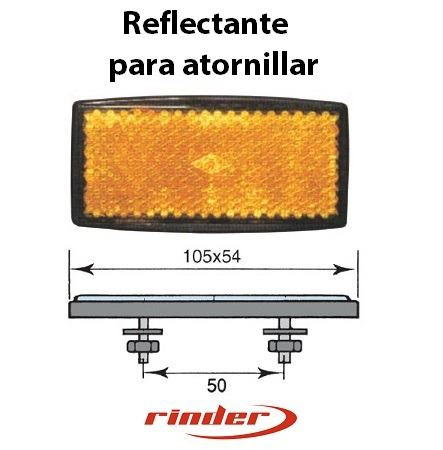 Catadióptrico 105x54mm · Marco negro. Soporte a 2 tornillos · Rojo/Ámbar/Blanco (1)