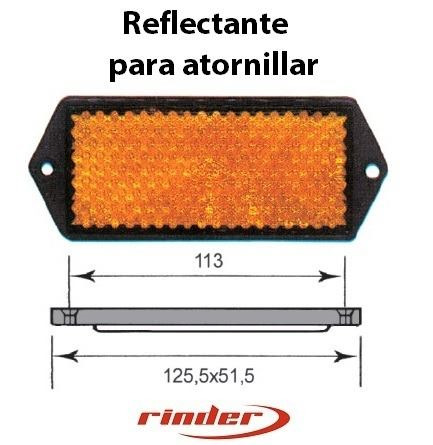 Catadióptrico 125,5x51,5mm · Marco negro. Soporte a 2 tornillos · Rojo/Ámbar/Blanco (1)