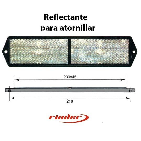 Catadióptrico 210x45mm · Marco negro. Soporte a 2 tornillos · Rojo/Ámbar/Blanco (1)