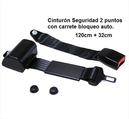 Cinturón Seguridad 2 puntos. 110cm+30cm. Con carrete ALR