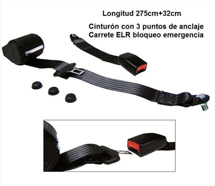 Cinturón Seguridad 3 Puntos. Carrete Automático 90º