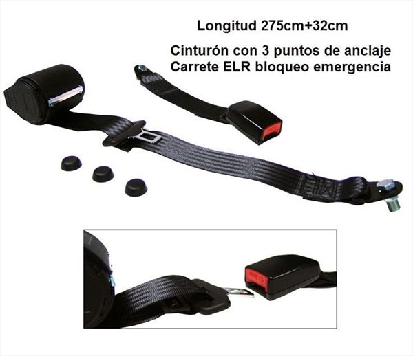 Cinturón Seguridad 3 Puntos. Carrete Automático 90º