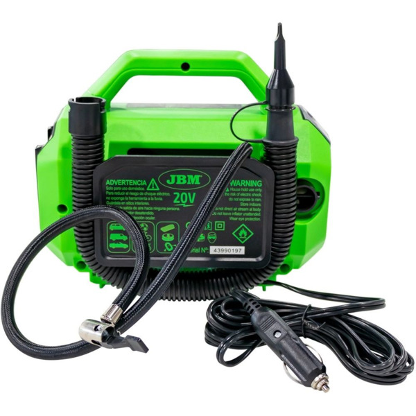 Compresor Aire a Batería JBM · 160 PSI 12V LED 11Bar + Adaptadores (2)