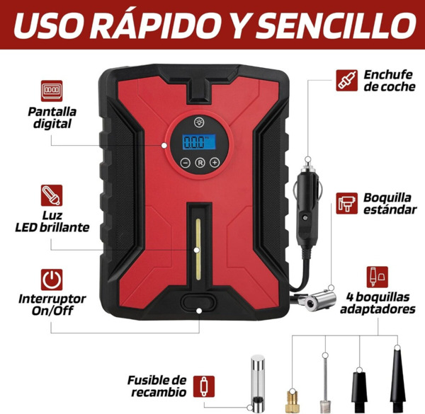 Compresor de Aire Digital 10bar 150psi · Portátil y Recargable (1)