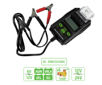 Comprobador de Baterías 6-12-24V · 40-2000Ah (Con Impresora)